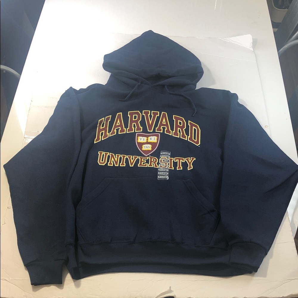NWT VTG Harvard University Hoodie Men XL Blue Cotton DeadStock Made in USA 90's
